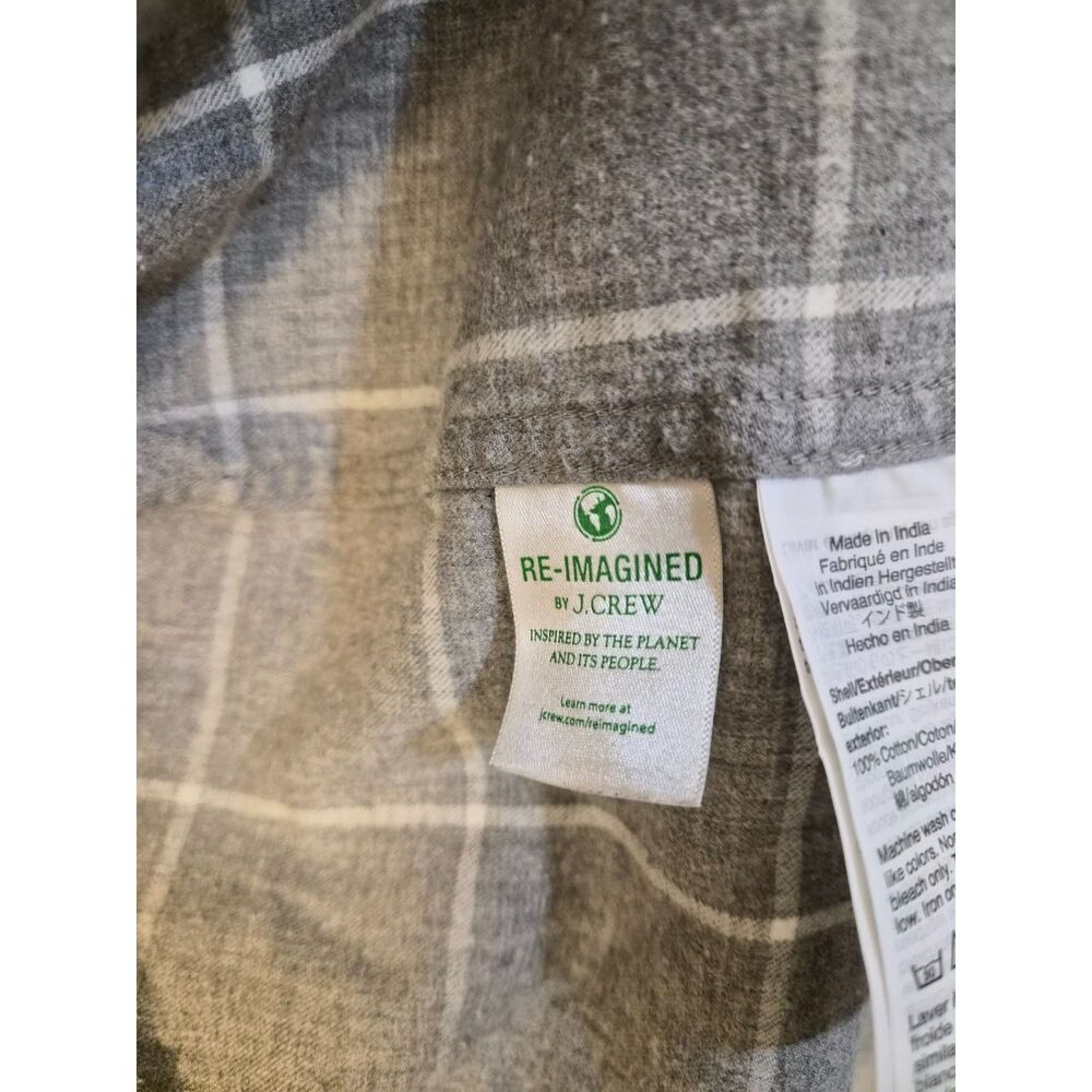 J Crew Slim Untucked Gray Plaid Flannel Spring Soft Brushed Twill Minimalist - Picture 5 of 11
